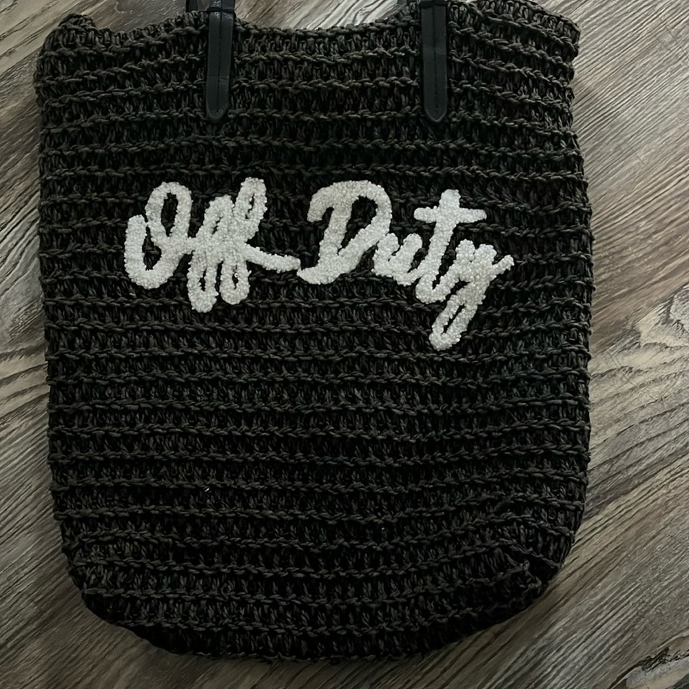 Beach vibe tote bag, leather strap